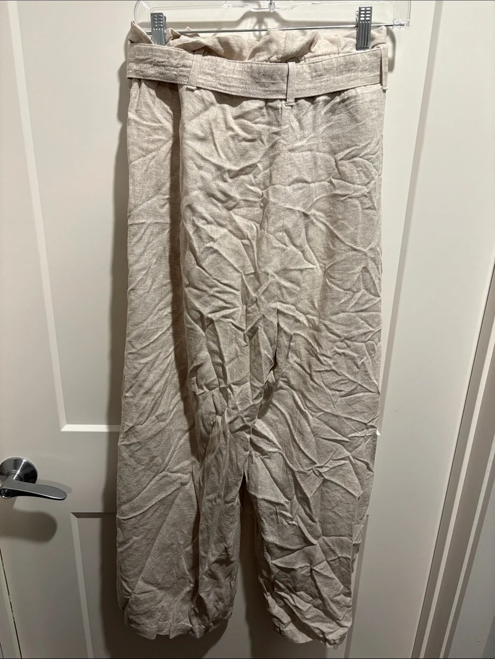 Women’s Banana Republic High-Waist Linen Pants in Light Beige